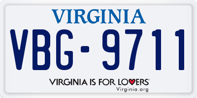 VA license plate VBG9711
