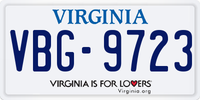 VA license plate VBG9723