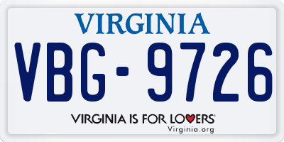 VA license plate VBG9726