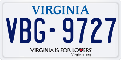 VA license plate VBG9727
