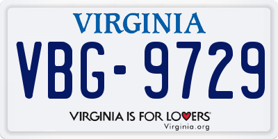 VA license plate VBG9729