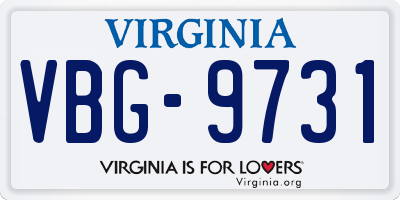 VA license plate VBG9731