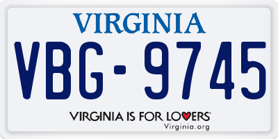 VA license plate VBG9745