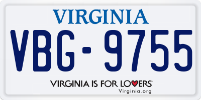 VA license plate VBG9755