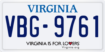 VA license plate VBG9761