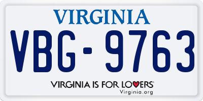 VA license plate VBG9763