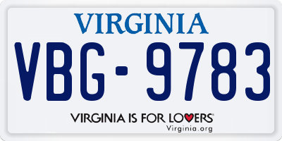 VA license plate VBG9783