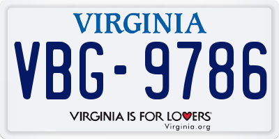VA license plate VBG9786
