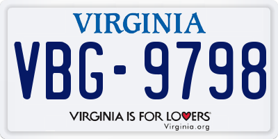 VA license plate VBG9798