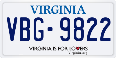 VA license plate VBG9822