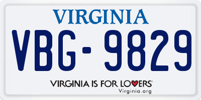 VA license plate VBG9829