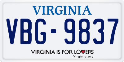 VA license plate VBG9837