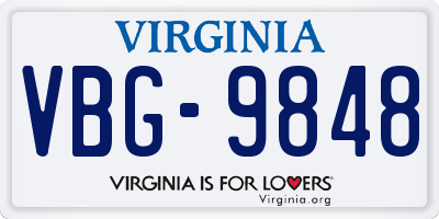 VA license plate VBG9848