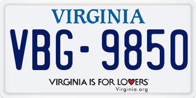 VA license plate VBG9850
