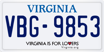 VA license plate VBG9853