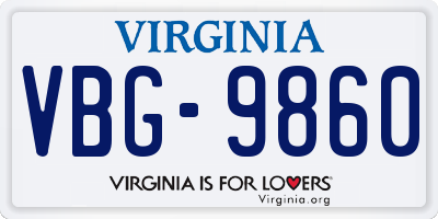 VA license plate VBG9860