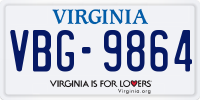 VA license plate VBG9864