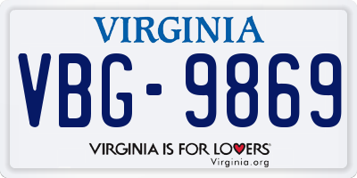 VA license plate VBG9869