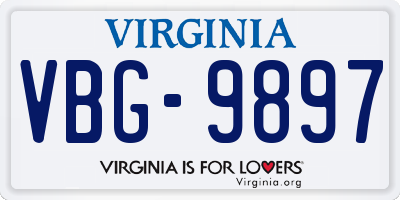VA license plate VBG9897