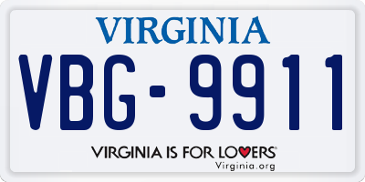 VA license plate VBG9911