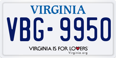 VA license plate VBG9950
