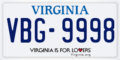 VA license plate VBG9998