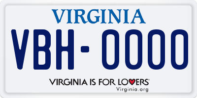 VA license plate VBH0000