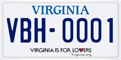 VA license plate VBH0001