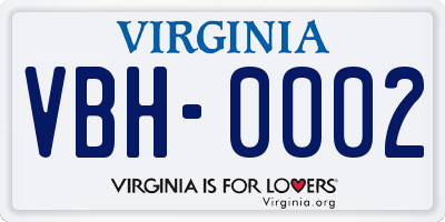 VA license plate VBH0002