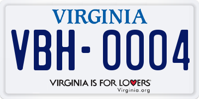VA license plate VBH0004