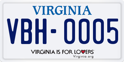 VA license plate VBH0005