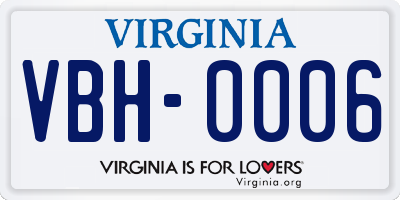 VA license plate VBH0006