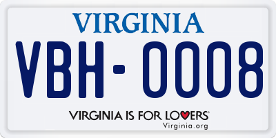VA license plate VBH0008