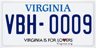 VA license plate VBH0009