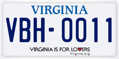 VA license plate VBH0011