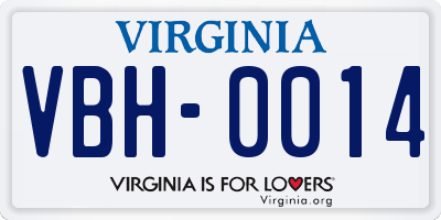 VA license plate VBH0014
