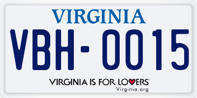 VA license plate VBH0015