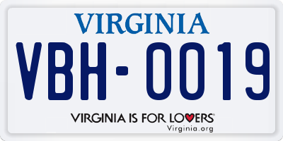 VA license plate VBH0019