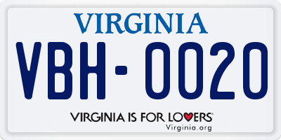 VA license plate VBH0020