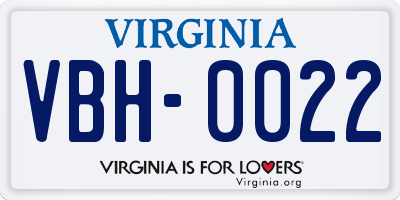 VA license plate VBH0022