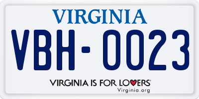 VA license plate VBH0023