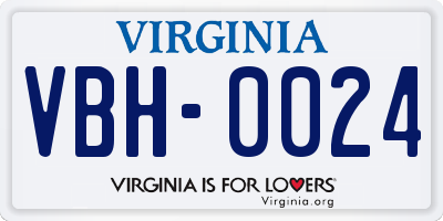 VA license plate VBH0024