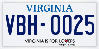 VA license plate VBH0025