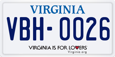 VA license plate VBH0026
