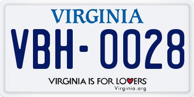 VA license plate VBH0028