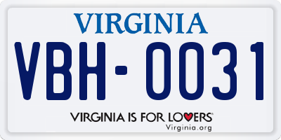 VA license plate VBH0031