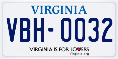 VA license plate VBH0032