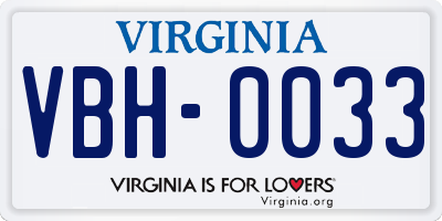 VA license plate VBH0033