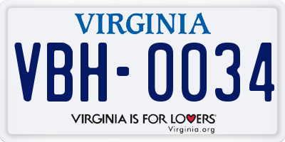 VA license plate VBH0034