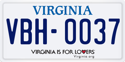 VA license plate VBH0037